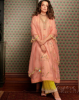 Kangana Ranaut Pastel Pink Jaal Organza Kurta Set