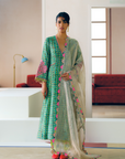 Zyra Green Gultara Printed Side Kali Kurta Set