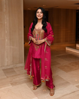 Shehnaz Gill Ruby Magenta Yoke Boota Kurta set