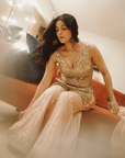 Shehnaz After Hours Nude Pink Mirror Sharara Set
