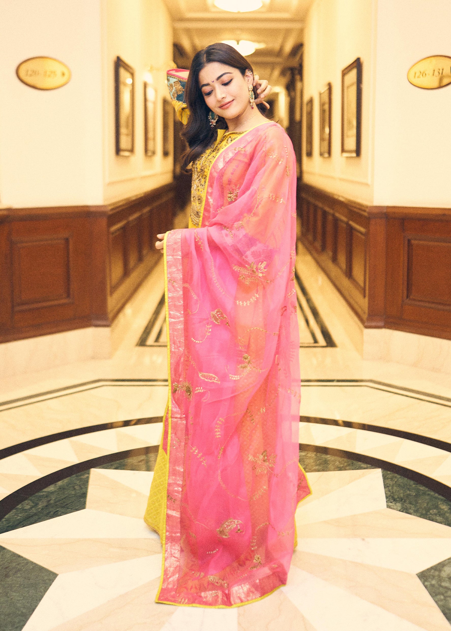 Rashmika Yellow Challi Sharara Kurta Set