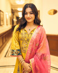 Rashmika Yellow Challi Sharara Kurta Set