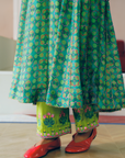 Zyra Green Gultara Printed Side Kali Kurta Set