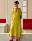 Zyra Yellow Nadira Printed Kurta Set