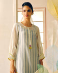 Zyra Ivory - B&W Stripe Kurta Set