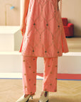 Zyra Rose Pink Scallop Embroidery Kurta Set