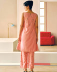Zyra Rose Pink Scallop Embroidery Kurta Set