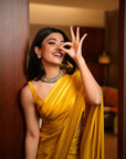 Rashmika Mandana Self Stripe Yellow Saree