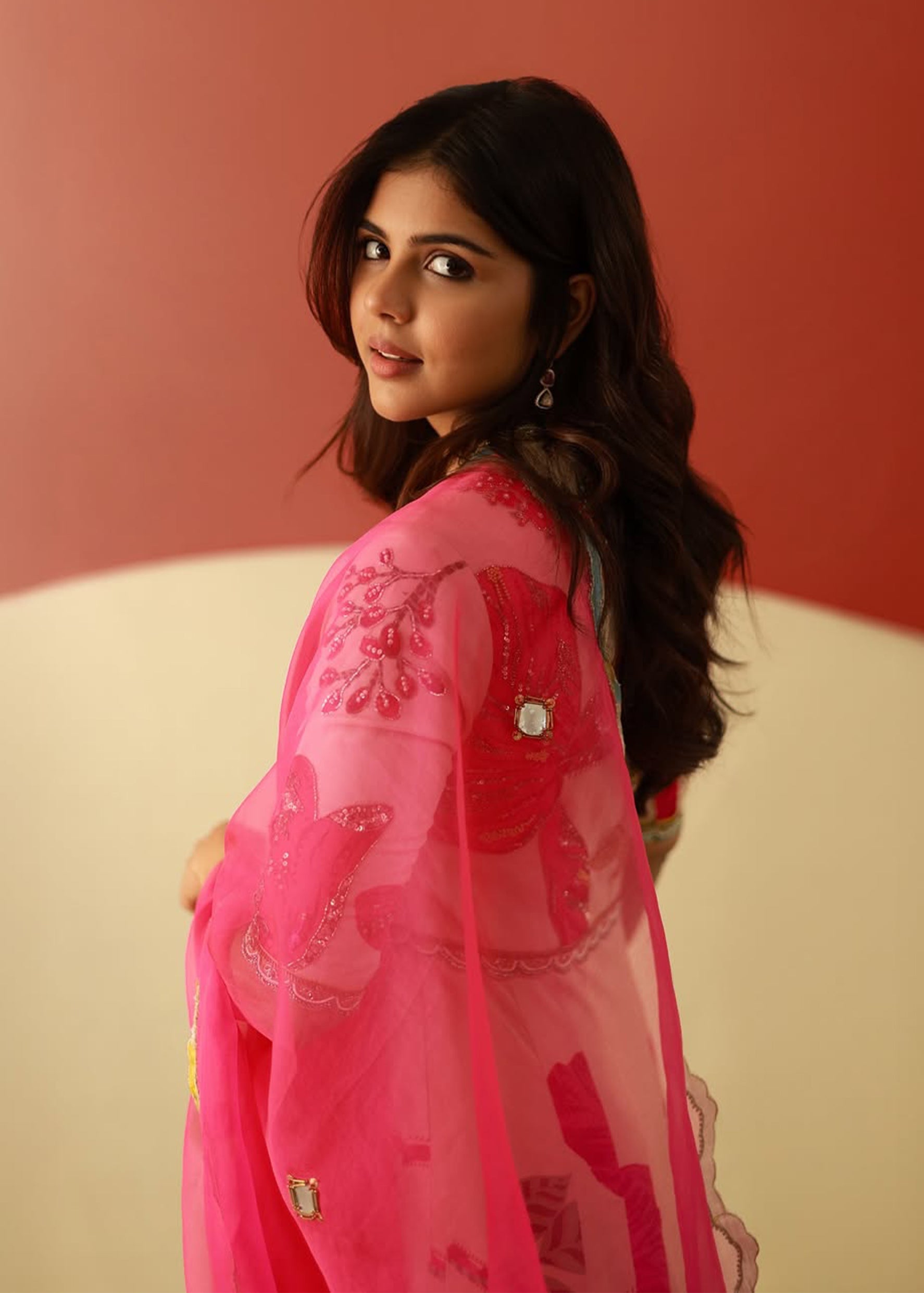 Kalyani Priyadarshan Red And Ivory Anarkali Set