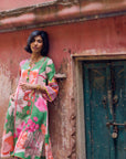 Safar Floral Linen Green Kurta Set