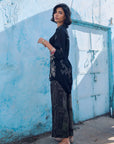 Safar Cuff Embroidered Black Shirt Co-Ord Set