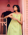Safar Stripe Embroidered A-Line Kurta Set
