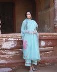 Zaynab Powder Blue Pintuck Kurta Set