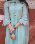 Zaynab Powder Blue Pintuck Kurta Set