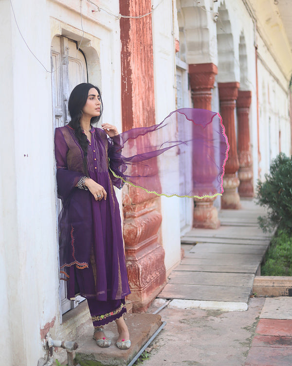 Zaynab Purple Bel Patti Palazzo