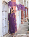 Zaynab Purple pintuck Kurta Set