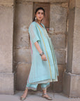 Zaynab Powder Blue Back Puckering Jacket Set