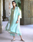 Zaynab Powder Blue Back Puckering Jacket Set