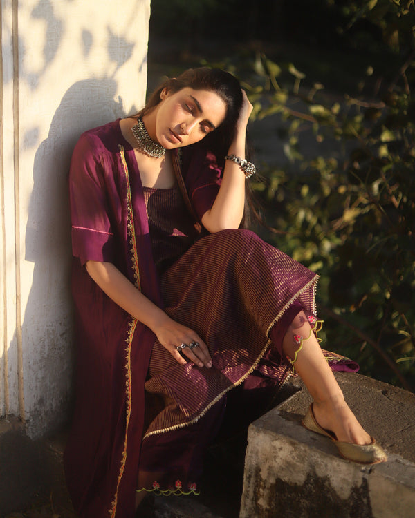 Zaynab Purple Back Puckering Jacket Set
