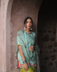 Nazneen Powder Blue - Green Paisley Gharara Set