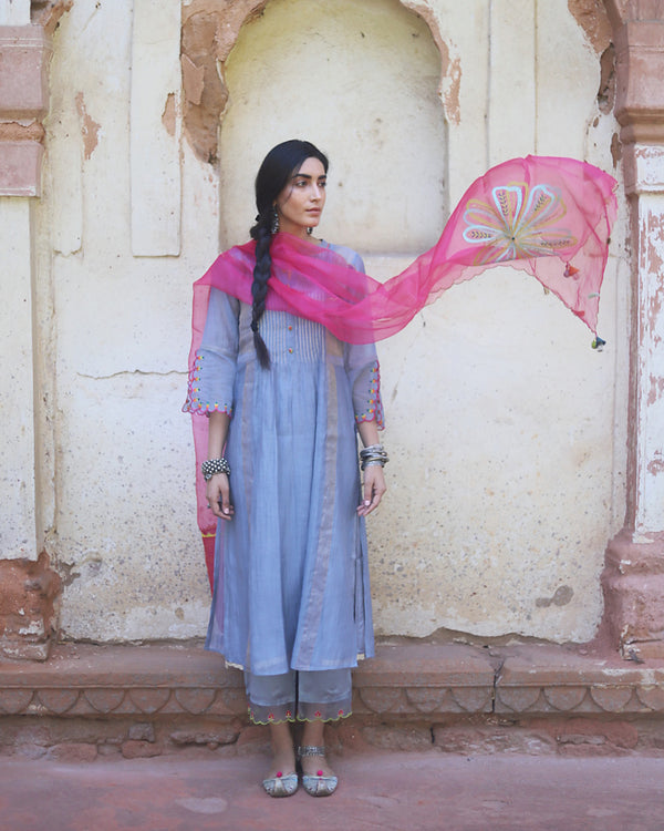 Zaynab Grey Scallop Palazzo