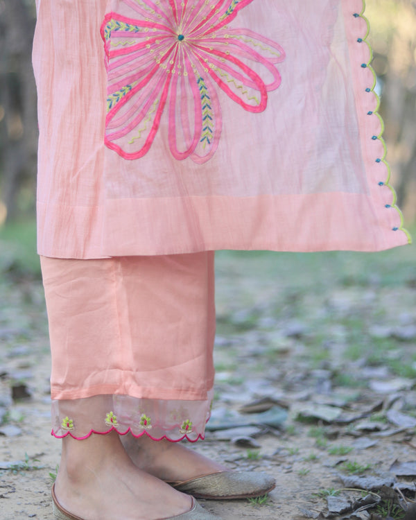 Zaynab Peachish Pink Scallop Palazzo