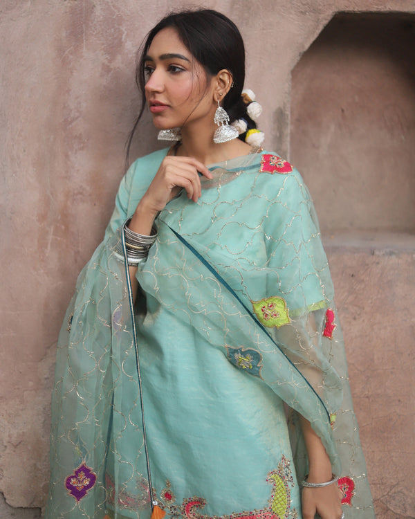Nazneen Powder Blue Jaal Dupatta