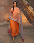 Nazneen Orange Yoke Puckering Set