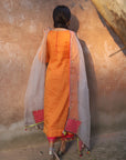 Nazneen Orange Yoke Puckering Kurta