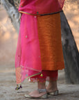 Nazneen Orange - Magenta Yoke Puckering Set