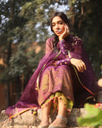 Nazneen Purple Yoke Puckering Set