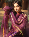 Nazneen Purple Yoke Puckering Set