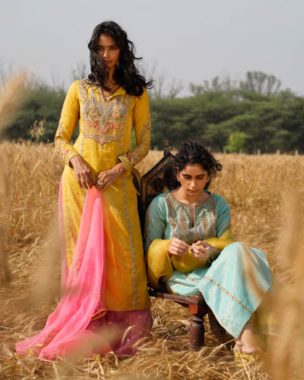 Heeriye Lime Yellow Sharara Set