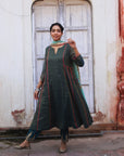 Nazneen Teal Side kali Anarkali Set