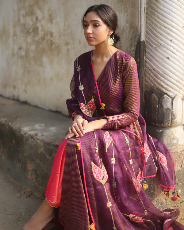 Nazneen Purple Anarkali Set