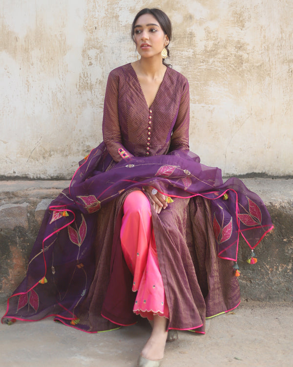Nazneen Purple Leaf Dupatta