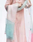 Gulnaaz Pastel Pink - Powder blue Panel Dupatta