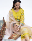 Gulnaaz Lime Green Center Puckering Kurta