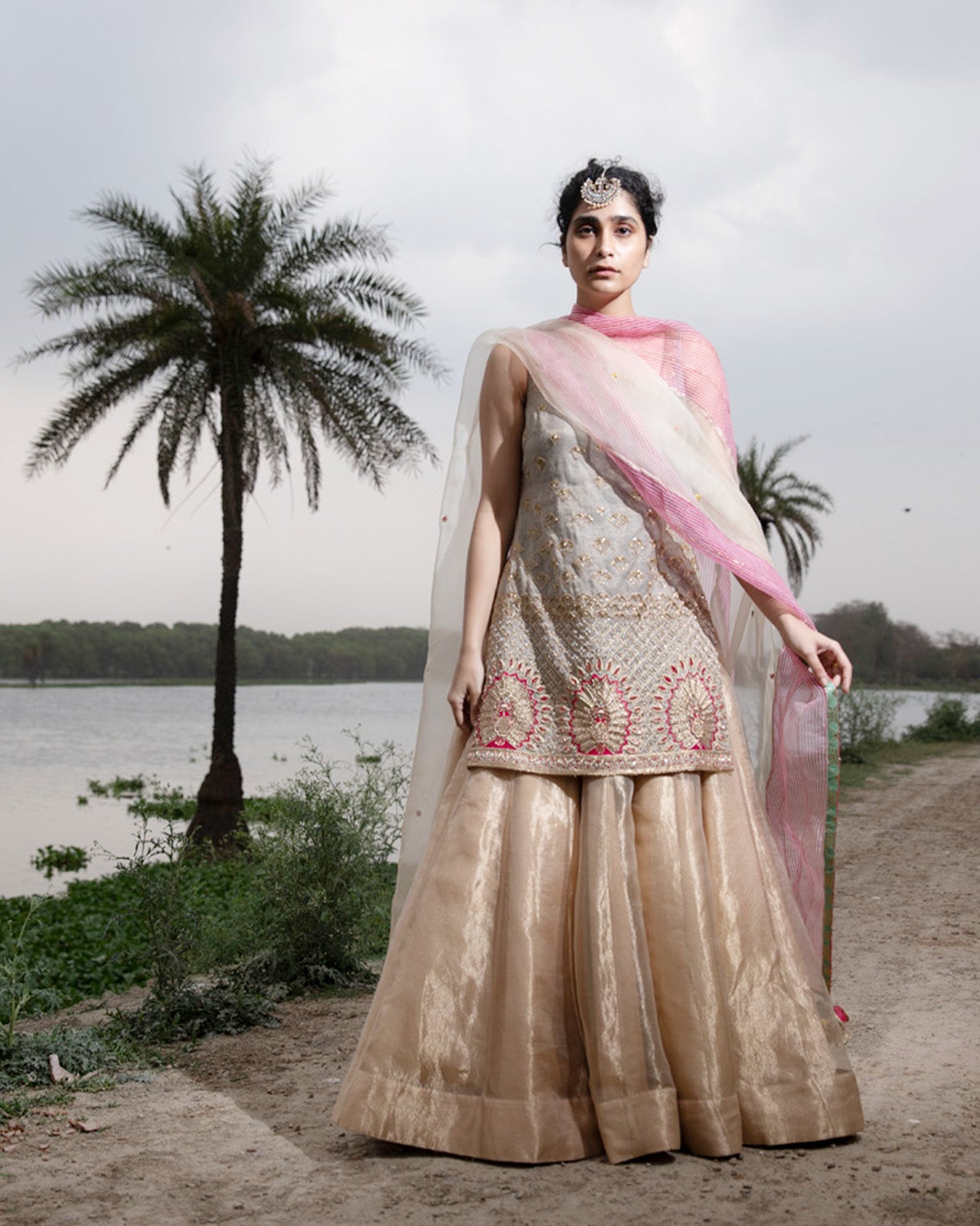 Heeriye Peacock Golden Tissue Lehnga