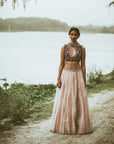 Heeriye Wine Rose Gold Lehenga