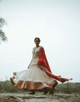 Heeriye Red Odhini Tissue Lehenga