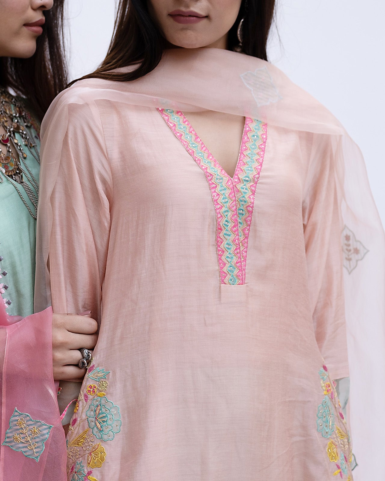 Gulnaaz Pastel Pink A-Line Pocket Kurta