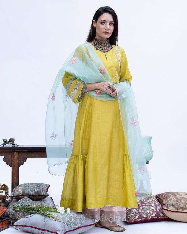 Gulnaaz Pastel Pink Organza Saclloped Palazzo
