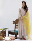 Gulnaaz Grey Side Puckering Kurta Set