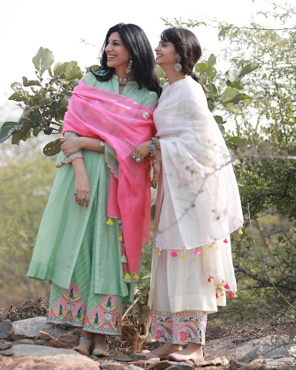 Bagh Mint Green Peacock Palazzo