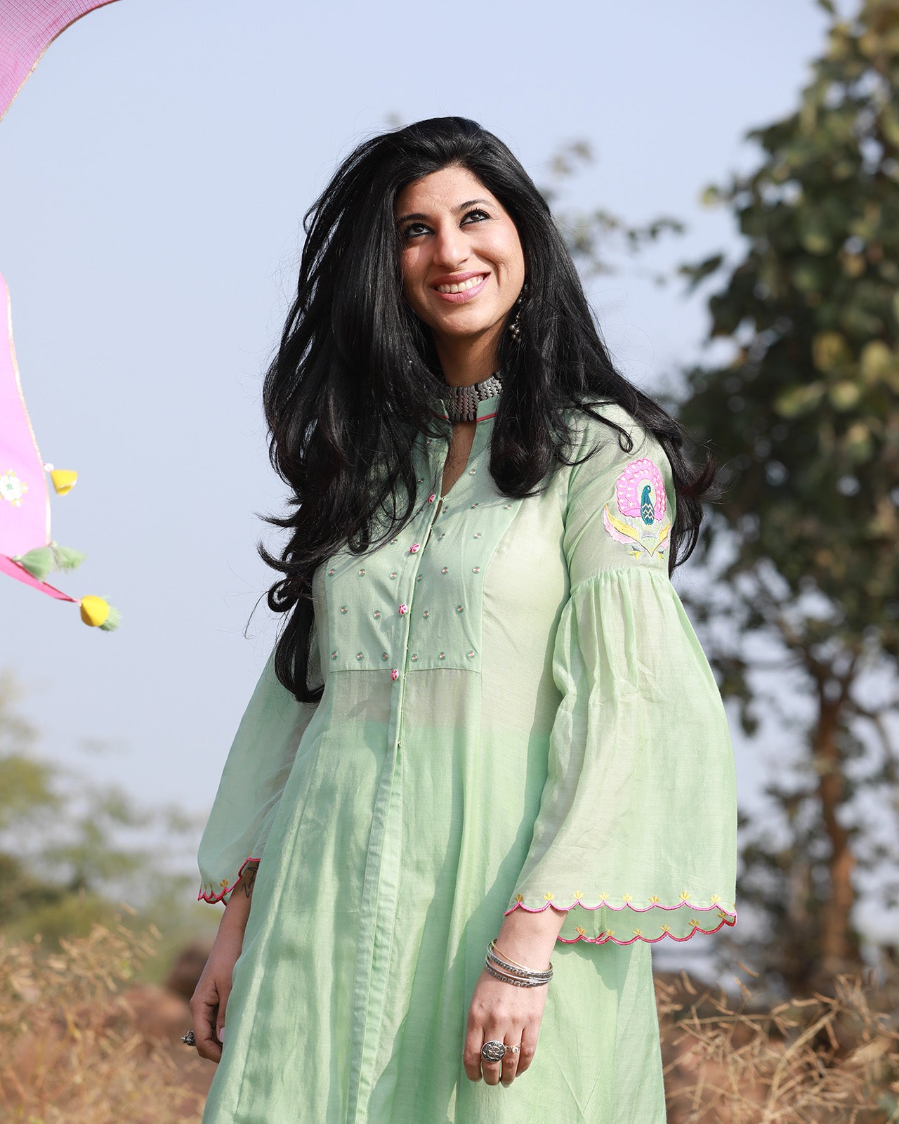 Bagh Mint Green Jacket Kurta Set