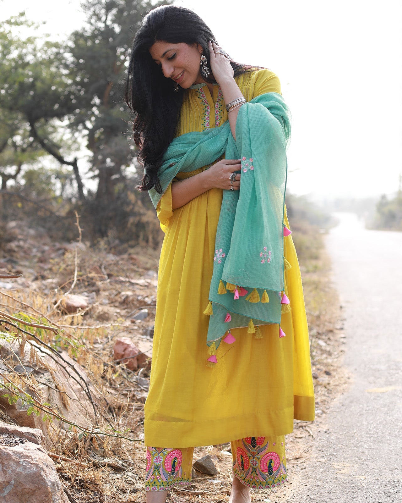 Bagh Yellow Pintuck Kurta Set