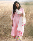 Bagh Pastel Pink Front Panel Puckering Kurta