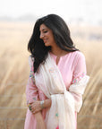 Bagh Pastel Pink Front Panel Puckering Kurta