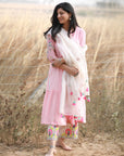 Bagh Pastel Pink Front Panel Puckering Kurta